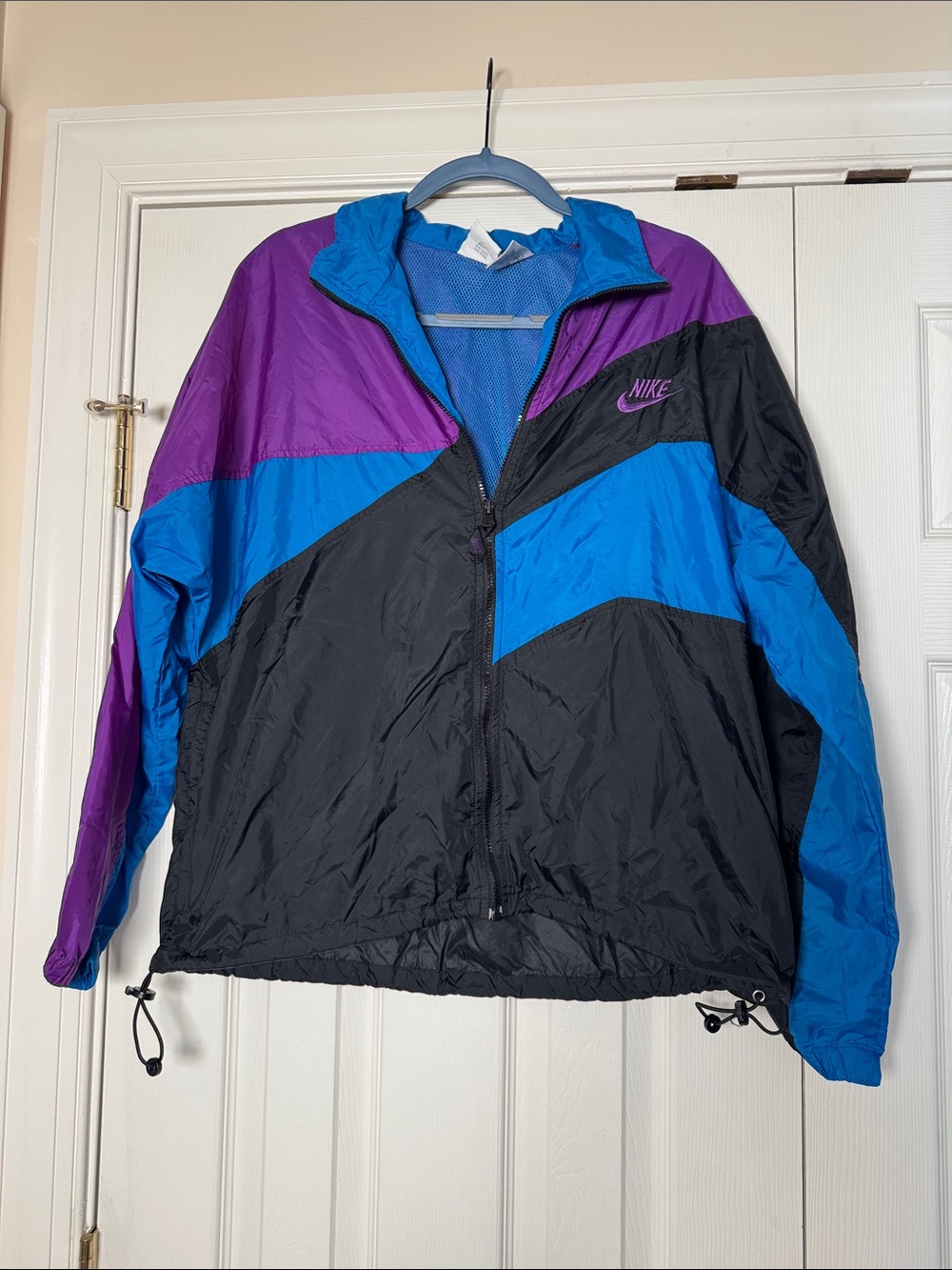 Vintage 90s Nike F30105 Colorblock Windbreaker Jacket Purple Blue Black M
